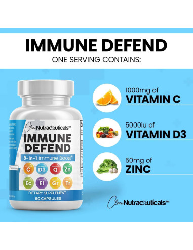 Suplemento Inmunológico Clean Nutraceuticals 8 en 1 60 Cápsulas