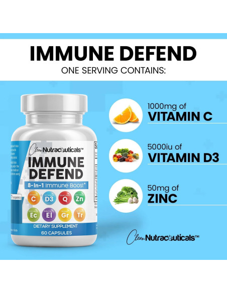 Suplemento Inmunológico Clean Nutraceuticals 8 en 1 60 Cápsulas
