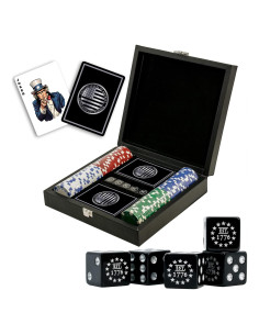 Juego de Póker Patriótico - Set de 100 Fichas, Cartas y Dados