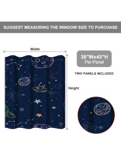 Cortina Blackout Infantil Baocicco 2 Paneles Espacio 96x114 cm 2