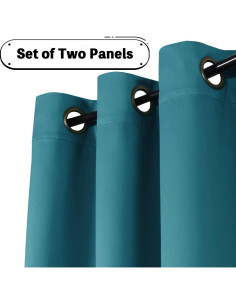 Cortinas Blackout Turquoize 2 Paneles Aisladas Verde Azulado 2