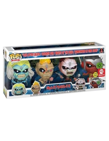 Funko Pop! Iron Maiden Eddie 4 Figuras Brillan en Oscuridad