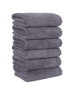Toallas de Mano MOONQUEEN 6 Pzas Microfibra Coral 40x71 cm Gris