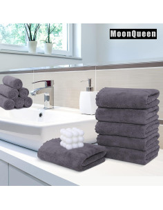 Toallas de Mano MOONQUEEN 6 Pzas Microfibra Coral 40x71 cm Gris 2