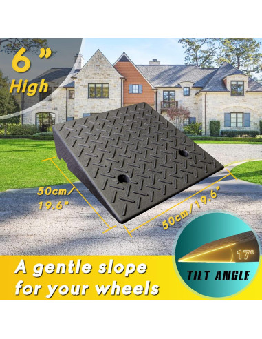 Rampa de Bordillo de Goma Lucosobie 50x50x15cm Alta Resistencia