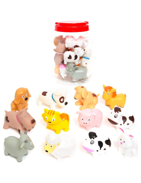 Cubo de Juguete para Baño Boley - Animales de Granja 12 Pzs