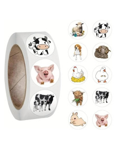 Pegatinas de Animales de Granja Genérico 500 Pcs Vinilo