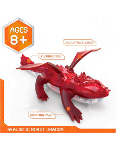 Dragón Robótico Control Remoto HEX BOTS Rojo 25x6cm 2