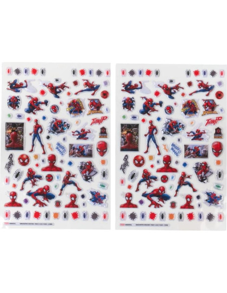 Stickers Spiderman Marvel 14 Hojas + 1200 Stickers Puffy