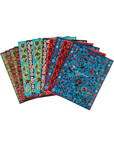 Stickers Spiderman Marvel 14 Hojas + 1200 Stickers Puffy