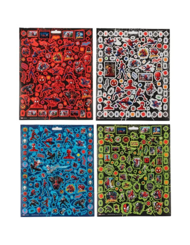 Stickers Spiderman Marvel 14 Hojas + 1200 Stickers Puffy