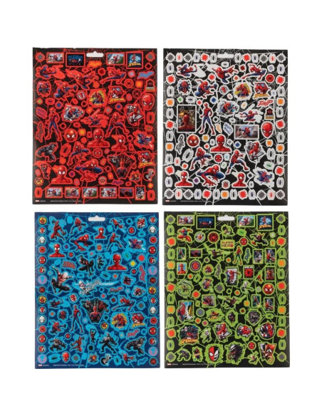 Stickers Spiderman Marvel 14 Hojas + 1200 Stickers Puffy