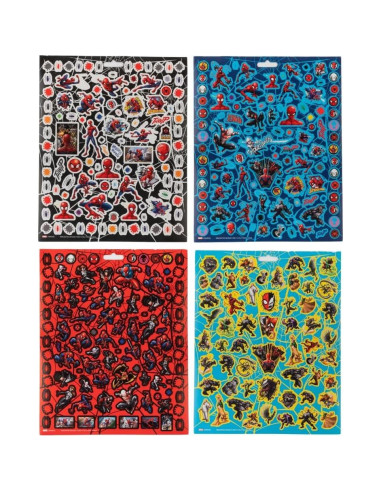 Stickers Spiderman Marvel 14 Hojas + 1200 Stickers Puffy