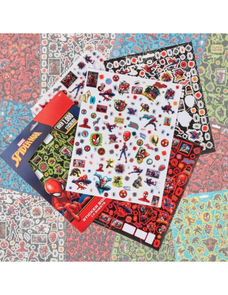 Stickers Spiderman Marvel 14 Hojas + 1200 Stickers Puffy
