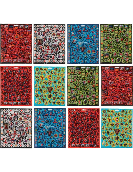 Stickers Spiderman Marvel 14 Hojas + 1200 Stickers Puffy