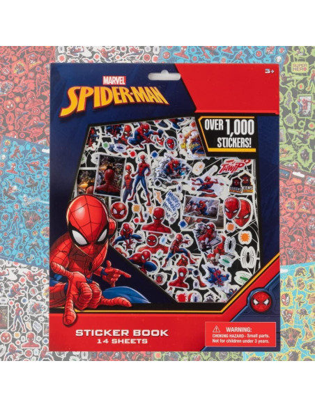 Stickers Spiderman Marvel 14 Hojas + 1200 Stickers Puffy