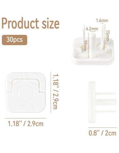 30 Cubiertas de Enchufe de Seguridad para Bebés - ABS Blanco