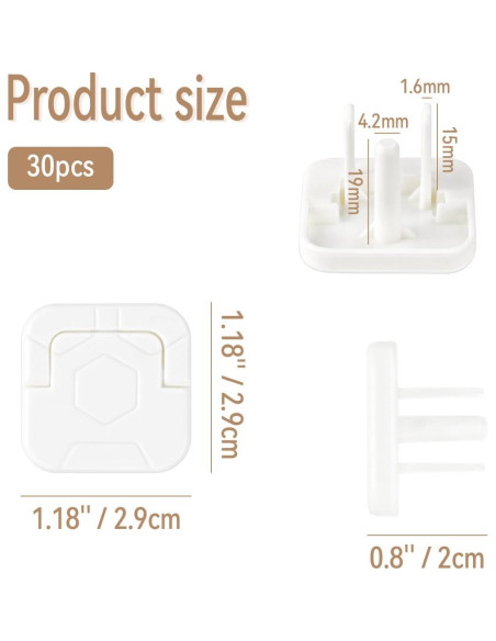 30 Cubiertas de Enchufe de Seguridad para Bebés - ABS Blanco