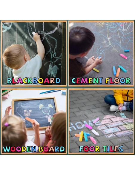 Juego de 60 Tizas Gigantes para Acera Bkpvr Multicolor