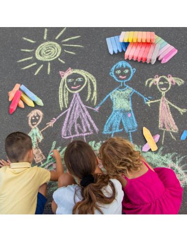 Juego de 60 Tizas Gigantes para Acera Bkpvr Multicolor