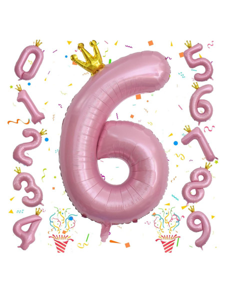 Globo de Número 6 Rosa Claro 101,6 cm para Fiestas