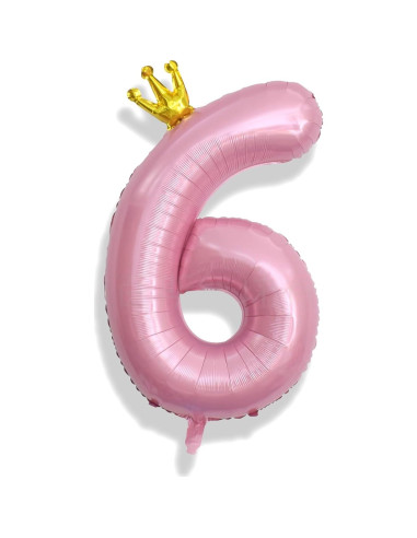 Globo de Número 6 Rosa Claro 101,6 cm para Fiestas