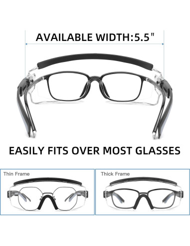 Gafas de Seguridad Antiempañante Ajustables para Sobre Gafas