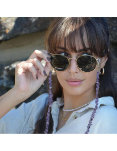 Cadena de Gafas PEARLADA de Oro 18K con Chips de Amatista 2