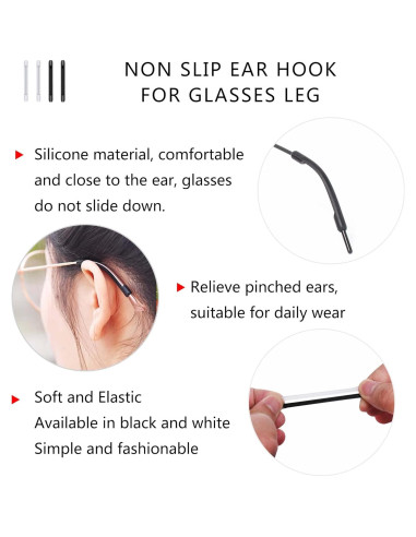 16 Fundas de Silicona para Patas de Gafas - Antideslizantes