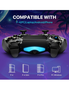 Controlador ISHAKO PS4 Inalámbrico Doble Shock Negro 2