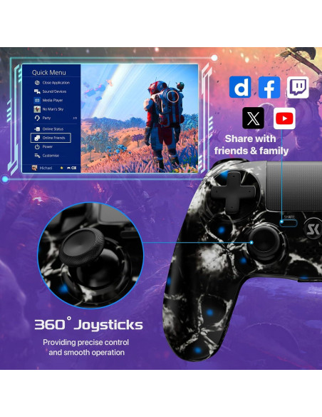 Controlador ISHAKO PS4 Inalámbrico Doble Shock Negro