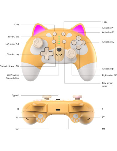 Controlador Pro Inalámbrico Perrito Lindo para Switch y PC