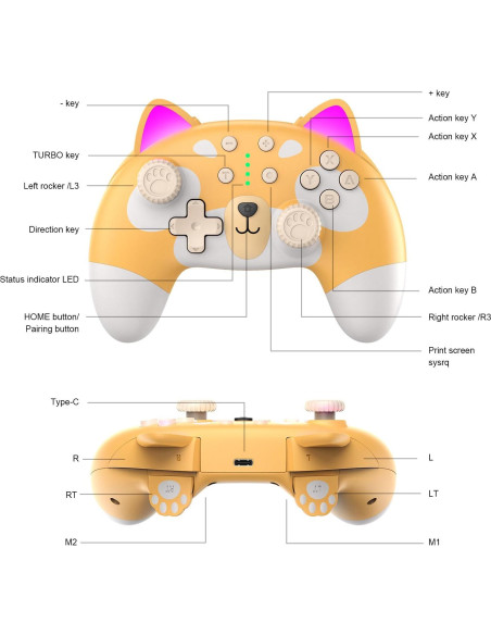 Controlador Pro Inalámbrico Perrito Lindo para Switch y PC