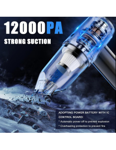Aspiradora Portátil Inalámbrica Ehoyal 12000Pa 6 en 1 Negra 2