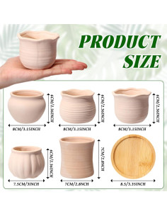 Maxdot 12 Macetas Cerámicas DIY 8x7 cm para Pintar 2