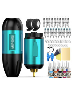 Kit de Tatuaje Inalámbrico Wormhole con 10 Tintas y Agujas