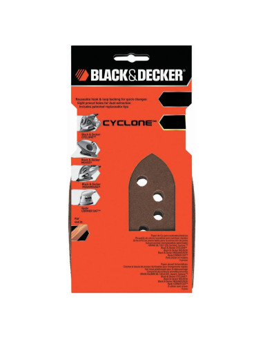 Papel de Lija Grano 80 Black & Decker 74-671 - 5 Unidades