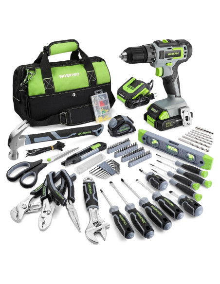 Conjunto de Herramientas Workpro 157 Piezas con Taladro 20V