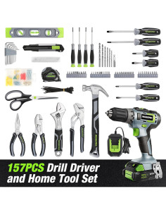Conjunto de Herramientas Workpro 157 Piezas con Taladro 20V 2