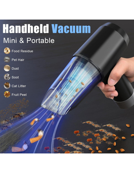 Aspiradora Portátil Inalámbrica Ehoyal 12000Pa 6 en 1 Negra