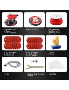 Lijadora Orbital Neumática ZFE 5" y 6" con Accesorios 2