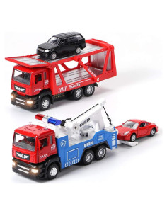 Camiones de Juguete Winrayk 4Pcs con Luz y Sonido 1:50