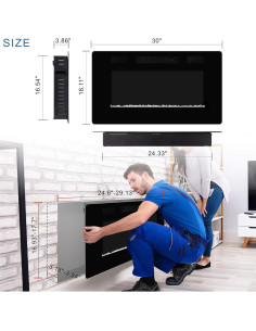 Chimenea eléctrica empotrada Xbeauty 30" 1500W LED negra 2