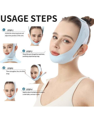 Mascarilla V-Line Reutilizable TOSOUATOP Azul Efecto Elevador