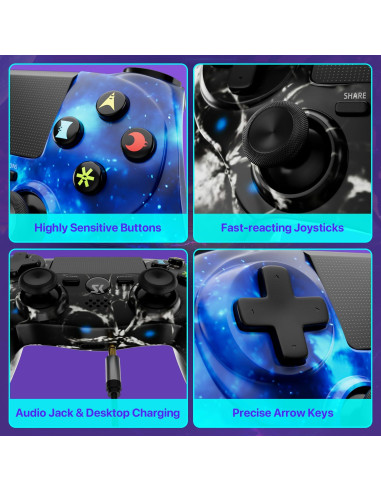 Controlador Inalámbrico ISHAKO para PS4 - Doble Vibración, 800mAh