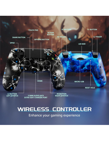 Controlador Inalámbrico ISHAKO para PS4 - Doble Vibración, 800mAh