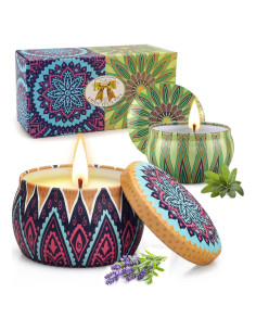 Juego de 2 Velas Aromáticas MIMURHYL Lavanda y Salvia