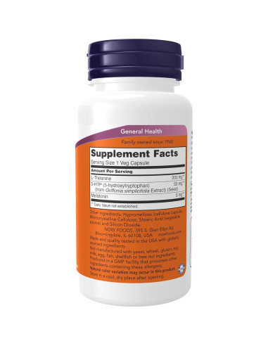 Suplemento de Sueño 3-en-1 NOW Foods con Melatonina 90 Cápsulas