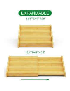 Organizador de Especias VOPOG 4 Niveles Bambú Expandible 2