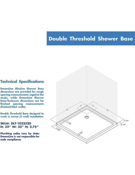 Base de Ducha DreamLine SlimLine 81x81 cm Doble Umbral Blanco